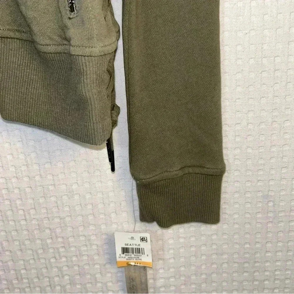 NEW American Rag Womens Small Moto Jacket Green Size Asymmetrical Zip Front Edgy - Picture 9 of 11